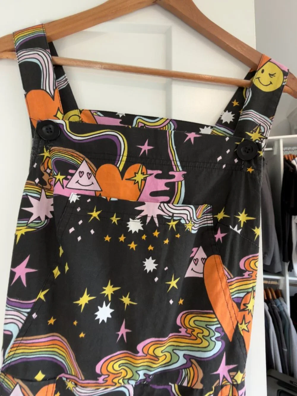 Nooworks Better Days Psychedelic Black Patterned Overalls Jumpsuit